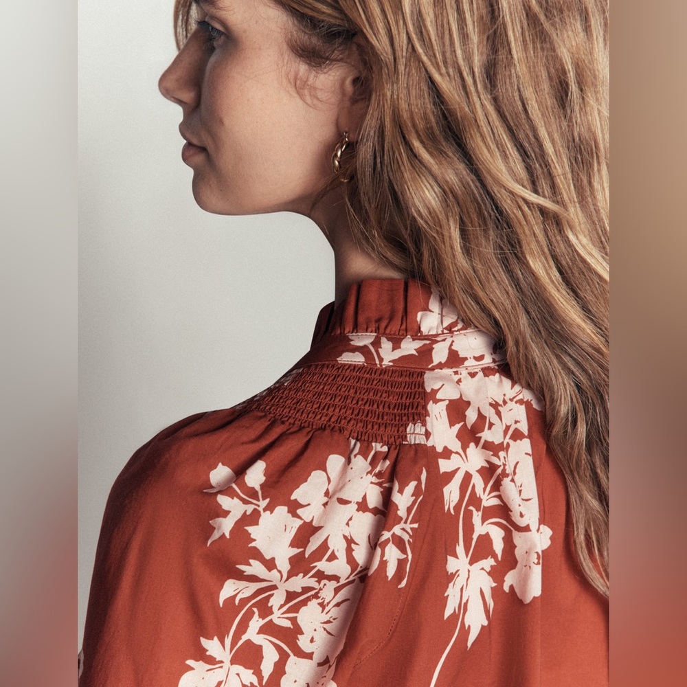 NWT Boden Erica Cotton Frill Top in Arabian Spice, Flecked Bunch - Picture 5 of 11